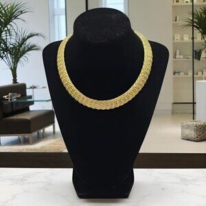 Viro18K Yellow Gold Clad .925 Sterling Silver Braided Neck Collar